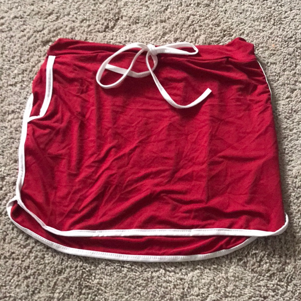 Red and white skirt.